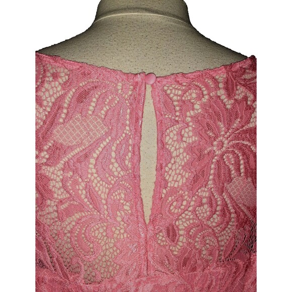 JESSICA LONDON Size 30W Shift Dress Pink Floral Lace Long Sleeve Stretch - Picture 5 of 6